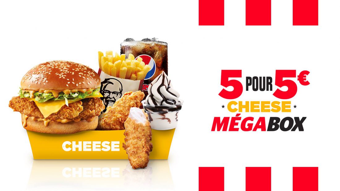 KFC Le menu Megabox à 5€ est de retour du 7 au 29 janvier 2019